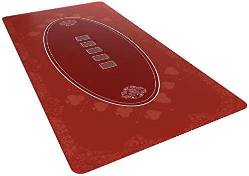 Bullets Playing Cards, Designer Pokermatte rot in 180 x 90 cm für den eigenen Pokertisch, Deluxe Pokertuch, Pokerteppich, Pokertischauflage …
