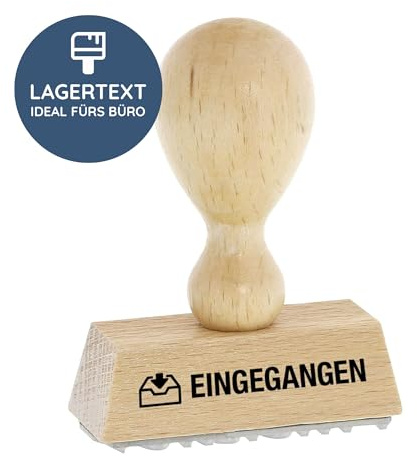 Stempel Eingegangen, Holzstempel 50x20 mm, Posteingang | Fertigtext ohne Wartezeit für den täglichen Posteingang – Stempelkissen separat erforderlich