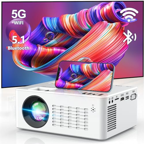 TMY WiFi Projector with 120″ Screen, [200 ANSI - Over 7500 Lux Brightness], 1080P Full HD Enhanced Projector, Portable Projector Compatible with TV Stick HDMI USB for Home Cinema & Outdoor Movies.