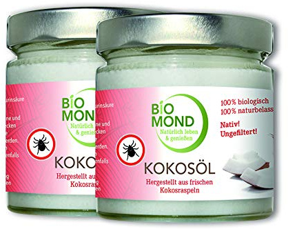 BIO Kokosöl Kokosbutter Bodybutter Körperöl BIOMOND nativ 2 x 330 ml Sparaktion/natürlicher ZECKENSCHUTZ/Hautpflege/Haarpflege / 100% Virgin Coconut