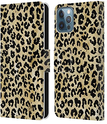 Head Case Designs Officially Licensed Haley Bush Leopard Print Pattern Painting Leather Book Wallet Case Cover Compatible With Apple iPhone 12 / iPhone 12 Pro