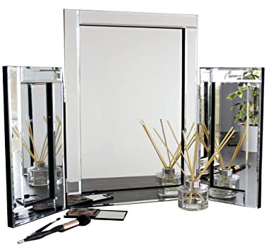 Marco Paul Tri-Fold Vanity Dressing Table Top Mirror, Freestanding Table Top Make-up Mirror for Bedroom, Bathroom or Dressing Room, Large mirror with 2 Wings