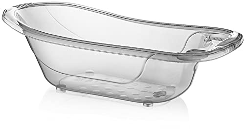 Large 50 Litre Aqua Clear Transparent Baby Bath Tub with Drainage Plug BPA Free (Clear)