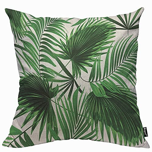 Mugod Leaves of Palm Tree Cushion Cover Throw Pillow Covers on White Background Pillow Case for Men Women Decorative Home Sofa Chair Couch 45x45cm/18x18 Inch