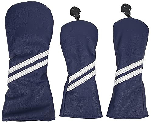 Golf Headcover Cover Set, Stripes Queue Headcover Golfschläger Headcover für Driver(Blau)