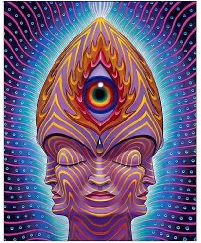 SXXRZA Leinwandbild 60 x 80 cm Rahmenlos schön erstaunlich toll abstrakt Musikwerkzeug modulares Bild Psychedelic Band Alex Grey Muster Art Poster