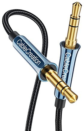 CableCreation 3.5mm Aux Cord 6FT/1.8m, 3.5mm Audio Cable Male to Male, Hi-Fi, 1/8 inch Braided Auxiliary Stereo Jack Cable for Headphone, Car Stereos, Phone, Speaker, Laptops, iPad, Bule