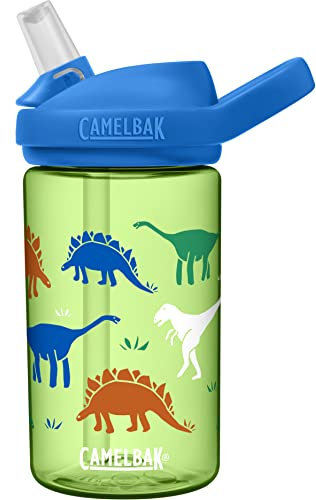 CamelBak eddy+ 14oz Kids Water Bottle with Tritan Renew – Straw Top, Leak-Proof When Closed, Dinorama