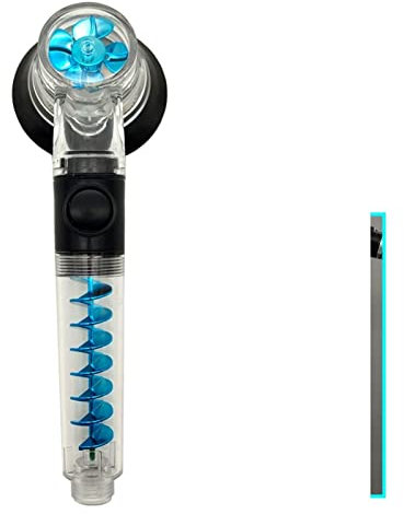 HMTE Duschkopf Wassersparender Hochdruck-Turbo-Duschkopf Regendüse Badezimmer Kleiner Ventilator Duschzubehör Duschköpfe (Color : Black Blue) (Black Blue)