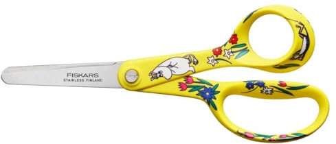 Fiskars X Moomin Kinderschere mit Mumin-Design, Rechtshändig, Länge: 13 cm, Sicherheitsklingen aus rostfreiem Stahl, Snorkfräulein, 1067191