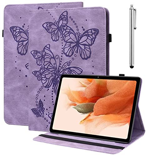 BOLELAW Hülle für Samsung Galaxy Tab A 10.1 2016 (SM-T580/T585) Geprägter Schmetterling PU Leder Folio Flip Case mit Stifthalter Stand Kartenschlitz Tablet Hülle für Galaxy Tab A6, Lila