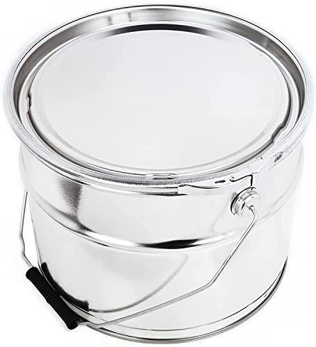 BenBow Secchio di latta 4 x 10 l, con coperchio e anello di serraggio, ermetico, opaco, vuoto, rotondo, contenitore con manico in metallo