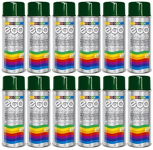 Fahrzeugteile Hoffmann 12er Sparpack Deco Color ECO Lackspray glänzend oder matt 400ml nach RAL (12 Dosen ECO RAL 6005 Moosgrün Glanz)
