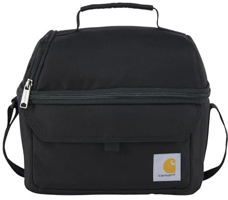 Carhartt Lonchera aislada con dos compartimentos para 12 latas, duradera, totalmente aislada, doble compartimento (negro)
