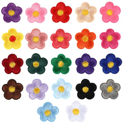 TIESOME 22 Pcs Daisy Iron On Patches, Colorful Sunflower Embroidered Appliques Floral Clothing Repair Patch Embroidery DIY Sewing Patches for Jeans Jacket 22 Colors