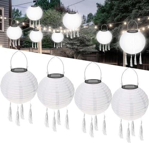 4Pcs Garten Laterne - Solar Lampions mit LED, Außen Wetterfest, Warmweiß, Boho Style, Wasserdicht - Solar Lichterkette für Party Dekoration