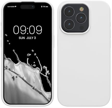 kwmobile Case for iPhone 15 Pro Case - Soft TPU Silicone Cover - White