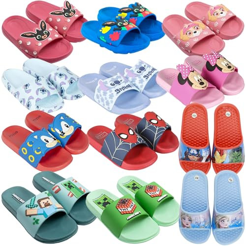 Characters Cartoons - Bébé fille - Chaussons à bande Sandale Mer Piscine Douche - Produit original, Spiderman 4289 Rouge 3D, 32/33 EU