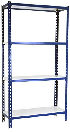 PROREGAL Schwerlastregal MID Metal Shark | HxBxT 150x80x30cm | Fachlast 180kg | Blau-Weiß | Regal Standregal Werkstattregal Lagerregal Kellerregal