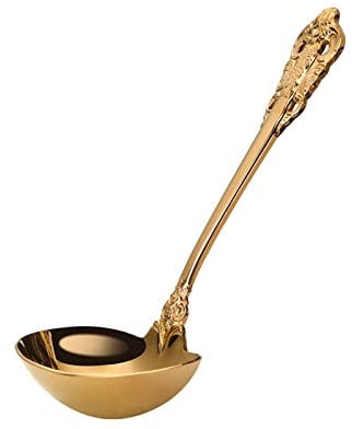 Stainless Steel Soup Spoon Serving Ladle Tableware Kitchen Accessory for Soup Gold Big Scoop Soup Dipper with Handle Gold Serving Spoons for Parties Large Stainless Steel