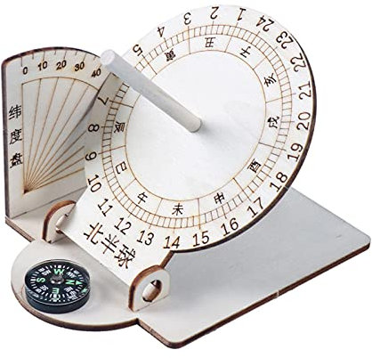 BAHJKASD Sonnenuhr-Modelle aus Holz, Schreibtisch-Ornamente, Sonnenuhren, wissenschaftliche Modelle für Geographie- und Wissenschafts-Enthusiasten, ca. 8,5 x 10,5 x 7,5 cm, Holzfarben, Klassisch