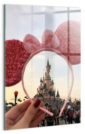 Wallfluent Bild Für die Küche Badezimmer und Schlafzimmer Dicke 4mm Wanddekoration Wandbild Glasbild Gehärtetes Glas Mit Motiv 40x60cm - Disneyland-Maus in Paris