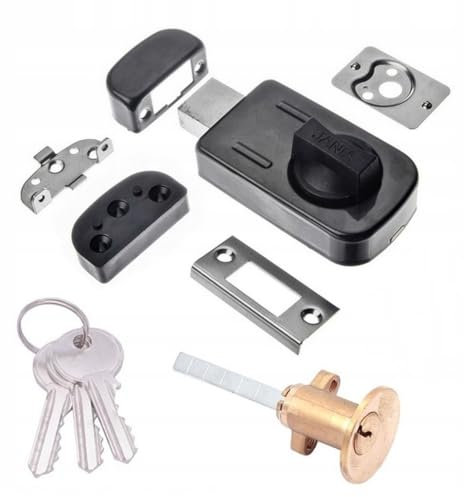 Kastenzusatzschloss Zusatzschloss mit Außenzylinder Kastenschloss Türzusatzschloss Türschloss (Braun)
