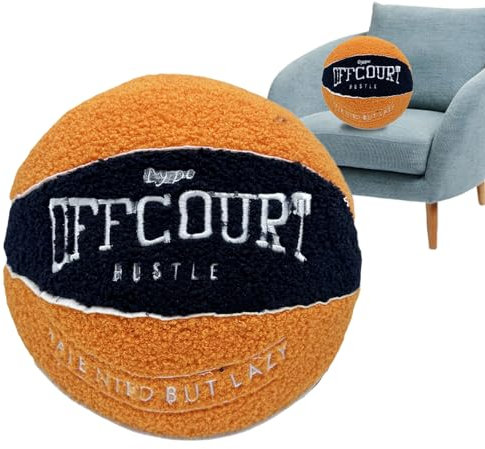 Qikam Basketball Kissen 25CM Basketball Plüsch Spielzeug Weiches Basketball Plüschtier Stofftier Kreatives Basketball Wurfkissen Niedliches Plüschball Geschenke Für Kinder, Jungen Und Mädchen