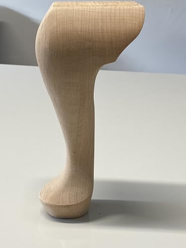 8 Queen Anne Wooden Furniture Legs – Set of 2 Hand-Finished Cabriole Pad Foot Style Replacement Legs for Sofa, Cabinet, Footstool, Chair, Bed, Ottoman