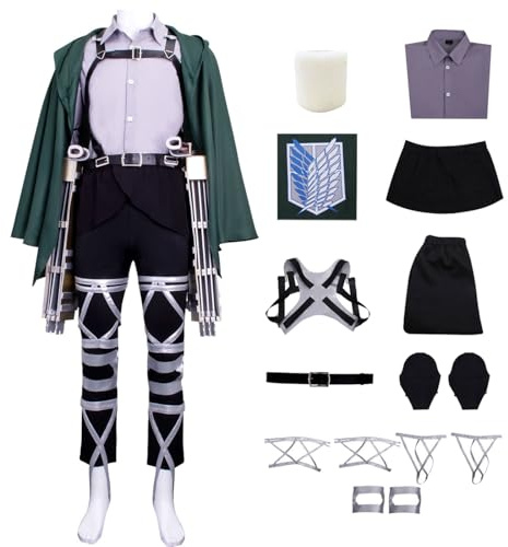 bi bi hou Mikasa Cosplay Kostüm AOT Cosplay Levi Kostüm Anime AOT Season 4 Verkleidung Survey Corps Uniform Halloween Karneval Weihnachten Party Bühnenauftritt Kostüm für Erwachsene