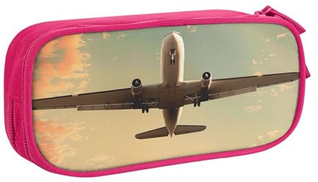 BNVSADC Federmäppchen mit Flugzeugdruck, großes Federmäppchen, niedliches Federmäppchen, Büro, Schule, Schreibwaren-Organizer für Mädchen und Jungen, Schwarz, rose, Einheitsgröße, Schulranzen