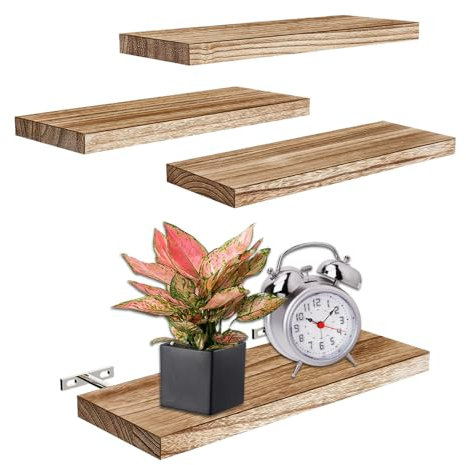 YZROHYI 4 Pièces Etagere Murale Bois 40 cm,Etagere Rangement Murale Chambre,Floating Shelves Wood,étagère Flottante,Etagere Murale Suspendue,Etagere Decorative,Wall Shelves,Tablette Murale Longue