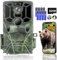 Swetfela Wildkamera, 5K Video Wildkamera mit Handyübertragung App, 60MP Full HD WLAN Bluetooth Wildtierkamera mit Nachtsicht Bewegungsmelder, IP66 wasserdichte, 32G Speicherkarte und 8*AA-Batterien