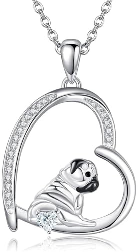 jtkhaweh Halskette Ketten Schmuck Herren Frauen Anhänger Necklace Kreative Mops Herz Anhänger Halskette Für Frauen