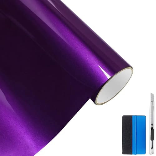 NewL Ultra Gloss Metallic Paint Auto Selbstklebende Wrap Vinylfolie Bubble Free Außen Auto Zubehör (Lila, 30 cm * 150 cm)