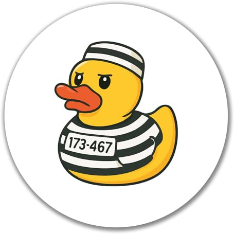Huuraa Aufkleber Quietscheente Gefängnis Gummiente Knast Geschenk | Dekoaufkleber 10cm rund Sticker Geschenkidee Dekoausticker