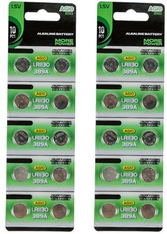 Ksikdeg Pack Of 10/20 AG10 LR1130 Button Batteries 1.55V Alkaline Batteries Button Coin Batteries for Remotes Control