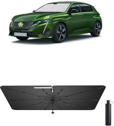 Ruiya Compatible con Peugeot 308 308SW 2022-2024 2025 Parasol Coche Paraguas, Parasol Coche Delantero Aislamiento Térmico Protección UV con Eje Giratorio 360º Peugeot 308SW Accesorios