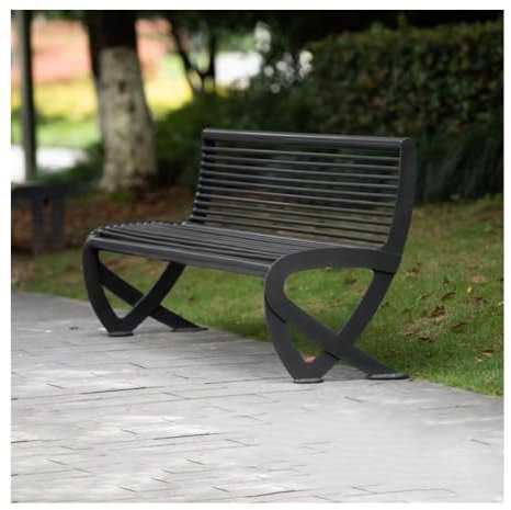 zhongqunli Outdoor Bench, Outdoor Park Bench - Wrought Iron 2-Person Backyard & Garden Chair(Black,S)