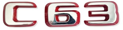 MCK Auto - C63 Silber glänzend roter Rand Heckklappe Logo hinten Emblem Tuning Modifikation
