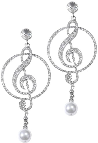 Orecchini a Nota Musicale Pendenti Festa Giorno del Ringraziamento | Gioielli Donna, per Donne Amanti della Musica, con Strass e Perle Finte, Facili da Indossare