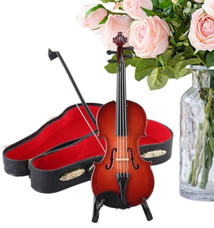 Kleine Violinen Miniatur, handgefertigt, realistische Holzgeige | das kleinste Musikinstrument-Modell der Welt | Zubehör oder Schlüsselanhänger | einzigartiges lustiges Geschenk für Musiker Musikfans
