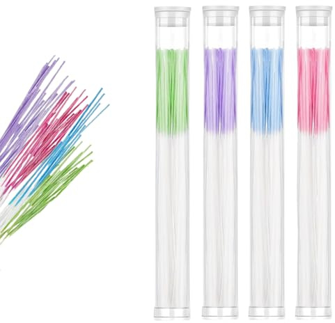 Weilin 240 Pcs Earring Cleaner, Piercing Cleaning Thread Solution Floss, Earring Cleaner for Pierced Ears Portable Storage Tube Is Easy to Carry (4 Colors)