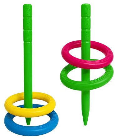 Gioco Del Lancio Degli Anelli A Cono Per Bambini Con 4 Anelli Da Lancio e 2 Paletti Giochi Da Giardino All'Aperto Gioco Bocce Da Spiaggia Parco Prato Gioco Sportivo Per Esterni Giochi Di Abilità