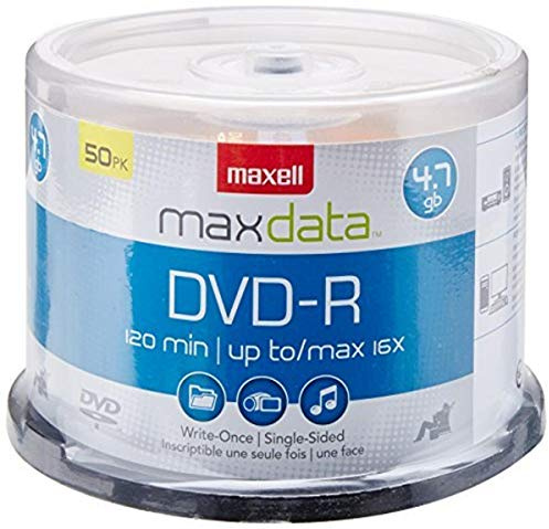 Maxell 638011 DVD-R 4.7GB Write-Once 16x Recordable Disc Spindle 50PK
