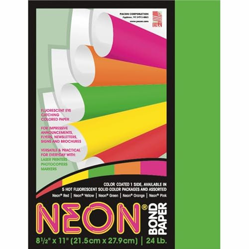Pacon Neon Mehrzweckpapier, Grün, 21,4 x 27,9 cm, 100 Blatt