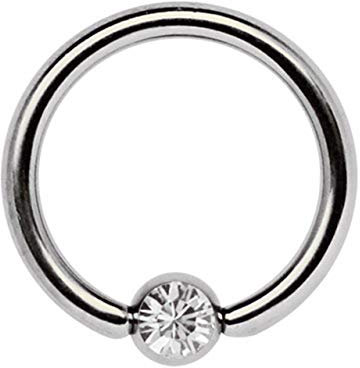 Titan Piercing Schmuck Ring 1,6 x 8 mm mit Zirkonia Kugel in klar