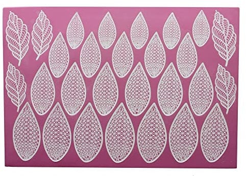 Cake Lace Fantasy Flower Petals and Leaves 3D, Pink