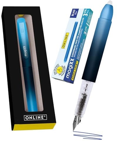 Online Füllhalter magiXX Deep Ocean I Füller mit radierbarer, blauer Tinte I inkl. 4 magiXX Patronen I Schreiben, radieren & korrigieren in einem I Füllfederhalter als Geschenk für Schule & Uni