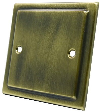 AET VAB1GBP Victorian Antique Brass Single Electrical Blanking Plate 1-Gang, 240 V